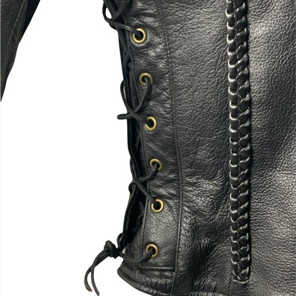 Himalaya Moto Bike Fringe Western Leather Jacket SZ 8 - Picture 3 of 11